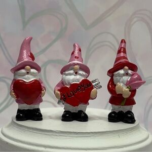 Valentine's Day Gnome Figurines Set - Pink and Red For Tiered Trays